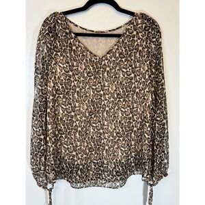NWT White House Black‎ Market Cheetah Print Long Sleeved Blouse Size 4